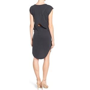 Black Crossover Back Cap Sleeve Dress